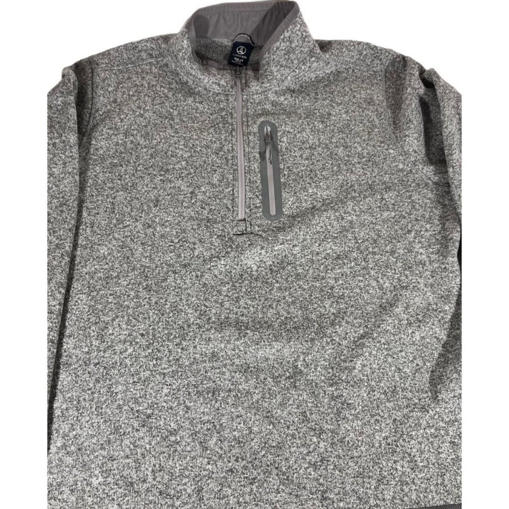 Lands End Mens Fleece Sweatshirt Sweater 2XL Gray Half Zip